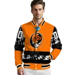 custom oklahoma state cowboys circle skull orange black varsity jacket best selling