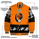 custom oklahoma state cowboys circle skull orange black varsity jacket best selling