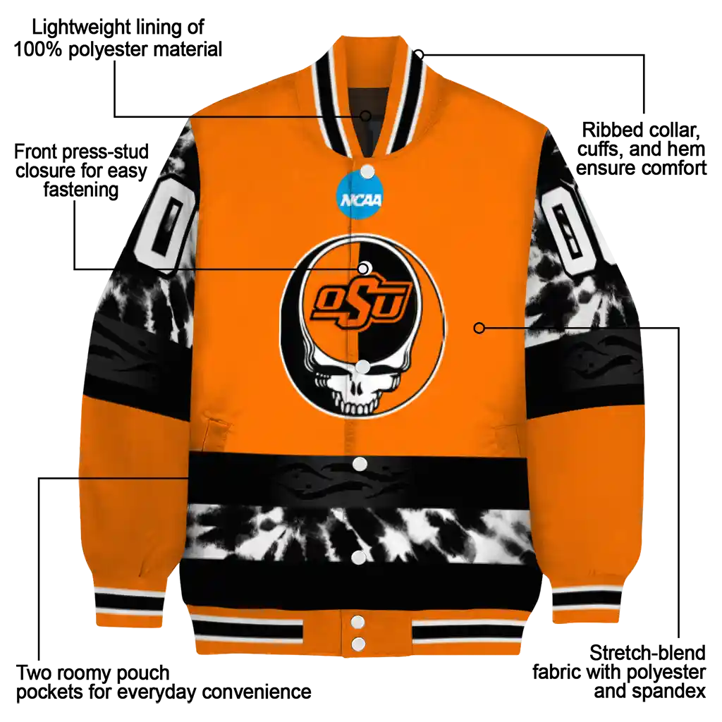 custom oklahoma state cowboys circle skull orange black varsity jacket new arrival custom oklahoma state cowboys circle skull orange black varsity jacket new arrival