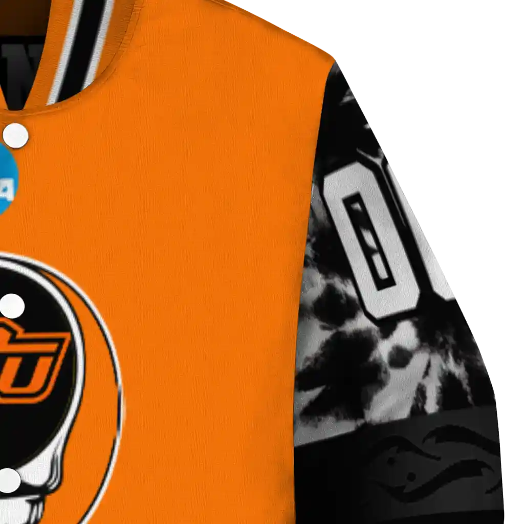 custom oklahoma state cowboys circle skull orange black varsity jacket premium grade custom oklahoma state cowboys circle skull orange black varsity jacket premium grade