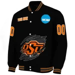 custom oklahoma state cowboys claw shred black varsity jacket best selling