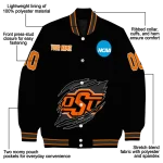 custom oklahoma state cowboys claw shred black varsity jacket best selling