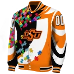 custom oklahoma state cowboys stars and stripes slashes orange varsity jacket best selling