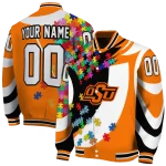 custom oklahoma state cowboys stars and stripes slashes orange varsity jacket best selling