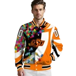 custom oklahoma state cowboys stars and stripes slashes orange varsity jacket best selling