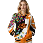 custom oklahoma state cowboys stars and stripes slashes orange varsity jacket best selling