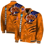 custom oklahoma state cowboys usa flag claws orange varsity jacket best selling
