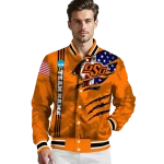 custom oklahoma state cowboys usa flag claws orange varsity jacket best selling