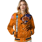 custom oklahoma state cowboys usa flag claws orange varsity jacket best selling