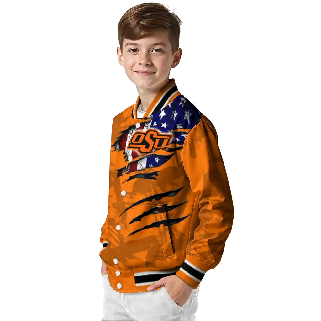 custom oklahoma state cowboys usa flag claws orange varsity jacket trendy custom oklahoma state cowboys usa flag claws orange varsity jacket trendy
