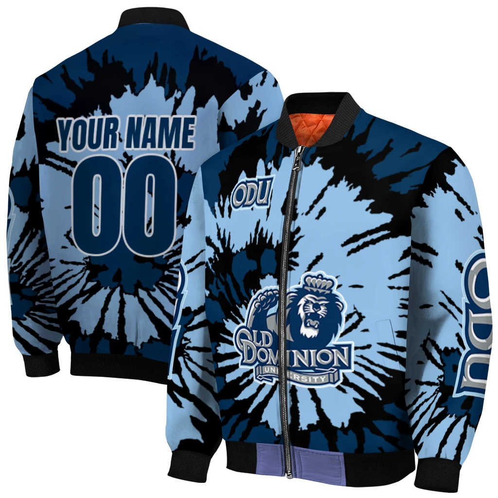 custom old dominion monarchs burst splatter blue bomber jacket best selling custom old dominion monarchs burst splatter blue bomber jacket best selling