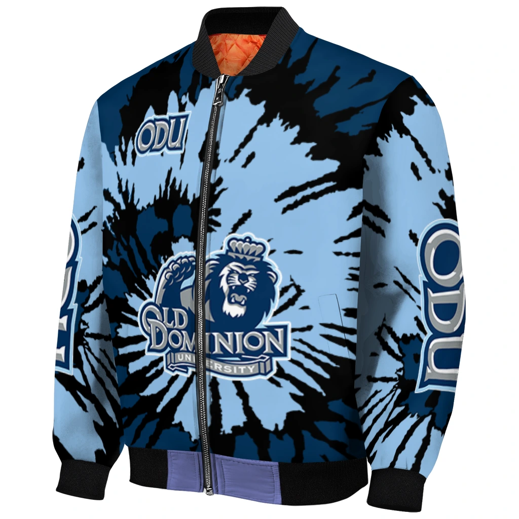 custom old dominion monarchs burst splatter blue bomber jacket fashion forward custom old dominion monarchs burst splatter blue bomber jacket fashion forward