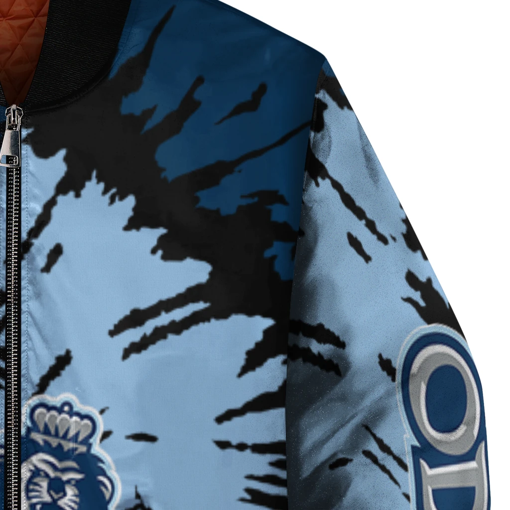 custom old dominion monarchs burst splatter blue bomber jacket premium grade custom old dominion monarchs burst splatter blue bomber jacket premium grade