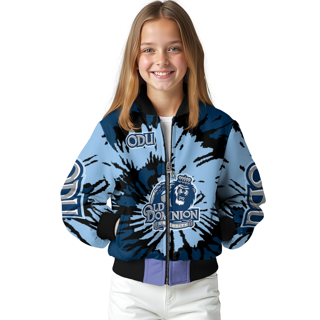 custom old dominion monarchs burst splatter blue bomber jacket top rated custom old dominion monarchs burst splatter blue bomber jacket top rated