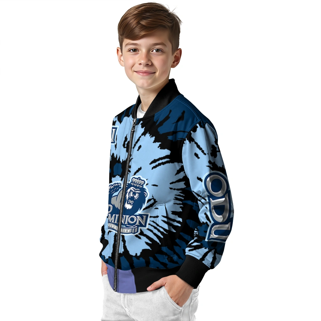custom old dominion monarchs burst splatter blue bomber jacket trendy custom old dominion monarchs burst splatter blue bomber jacket trendy