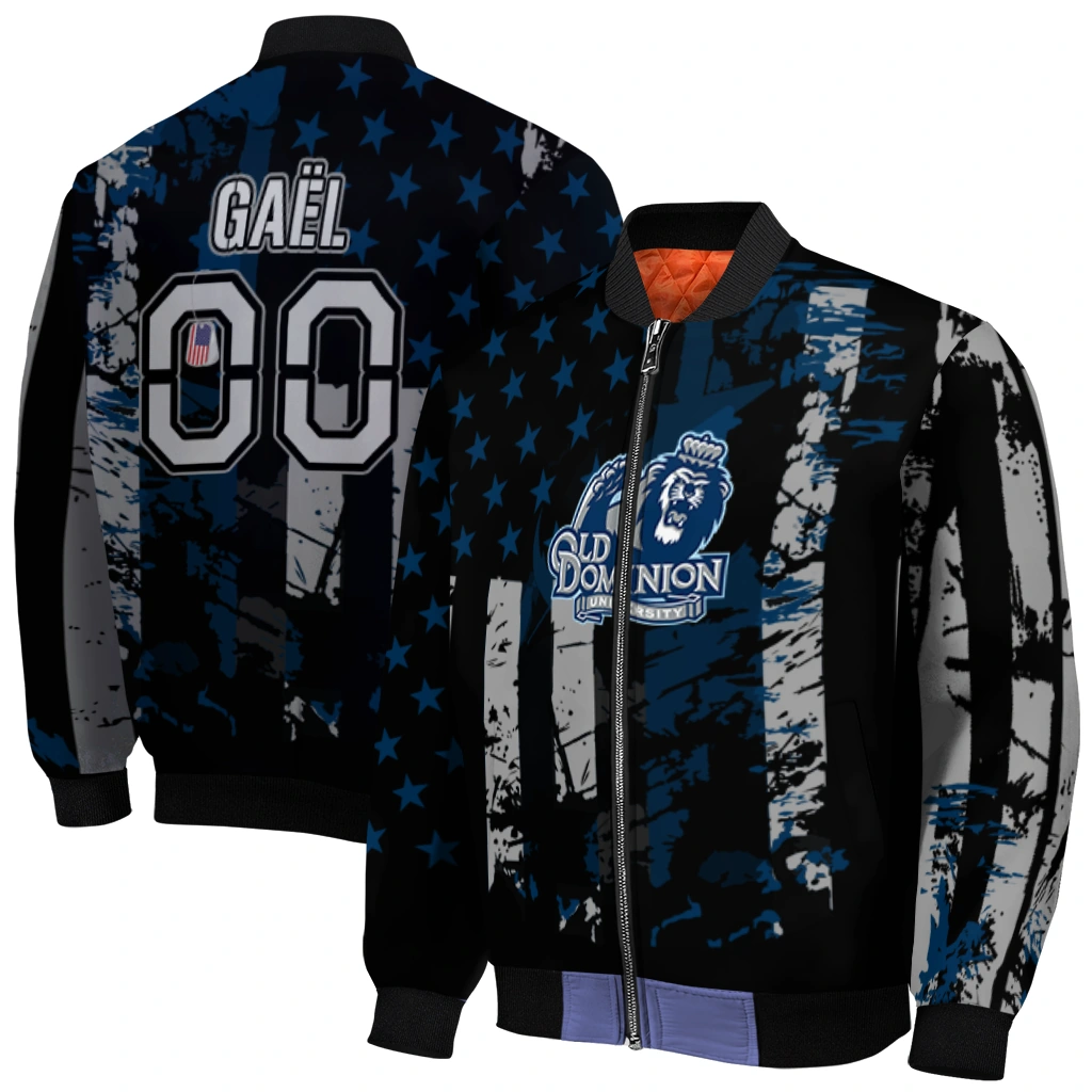custom old dominion monarchs star stripes blue black bomber jacket best selling custom old dominion monarchs star stripes blue black bomber jacket best selling