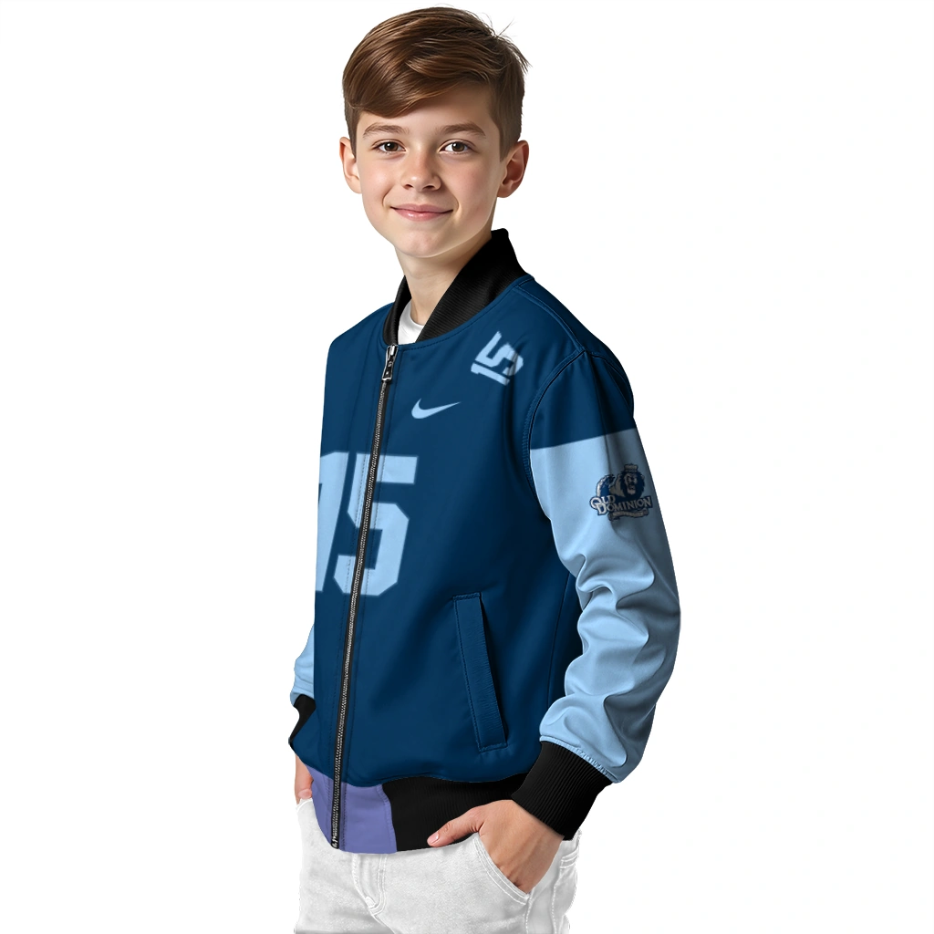 custom old dominion monarchs team patch blue bomber jacket trendy custom old dominion monarchs team patch blue bomber jacket trendy