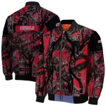 custom ole miss rebels antlers motif red black bomber jacket best selling