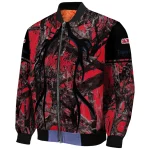 custom ole miss rebels antlers motif red black bomber jacket best selling