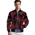 custom ole miss rebels antlers motif red black bomber jacket best selling