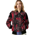 custom ole miss rebels antlers motif red black bomber jacket best selling