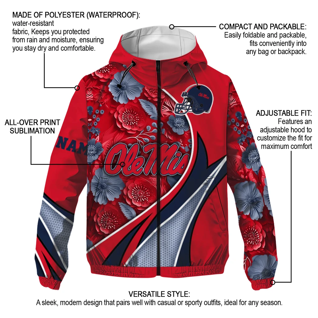 custom ole miss rebels blossoms helmet red windbreaker jacket new arrival custom ole miss rebels blossoms helmet red windbreaker jacket new arrival