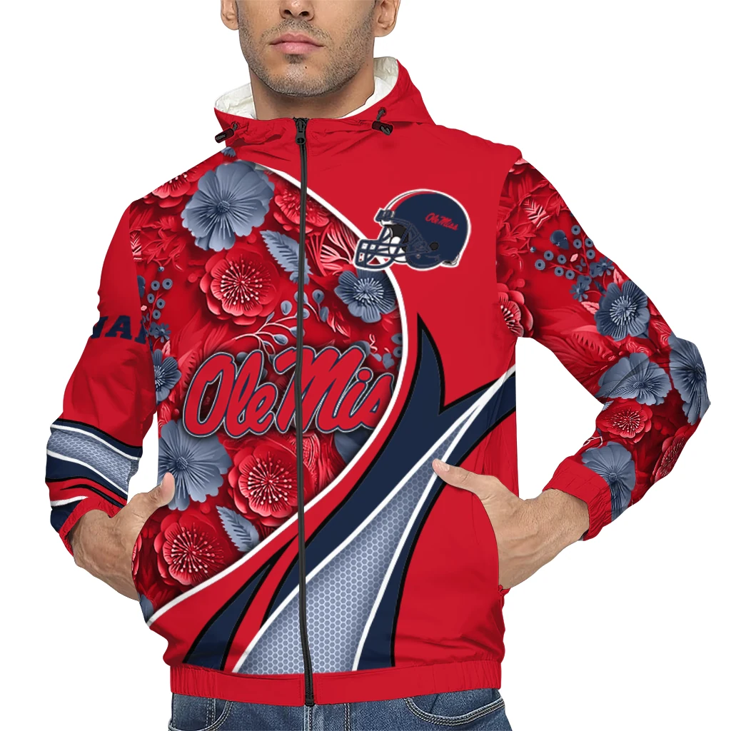 custom ole miss rebels blossoms helmet red windbreaker jacket top rated custom ole miss rebels blossoms helmet red windbreaker jacket top rated
