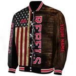 custom ole miss rebels flag wood brown varsity jacket best selling