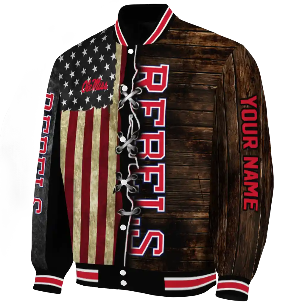 custom ole miss rebels flag wood brown varsity jacket best selling custom ole miss rebels flag wood brown varsity jacket best selling