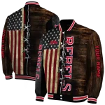 custom ole miss rebels flag wood brown varsity jacket best selling