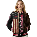 custom ole miss rebels flag wood brown varsity jacket best selling