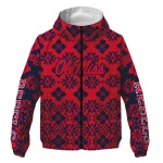 custom ole miss rebels geometric blossom red windbreaker jacket best selling