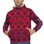 custom ole miss rebels geometric blossom red windbreaker jacket best selling