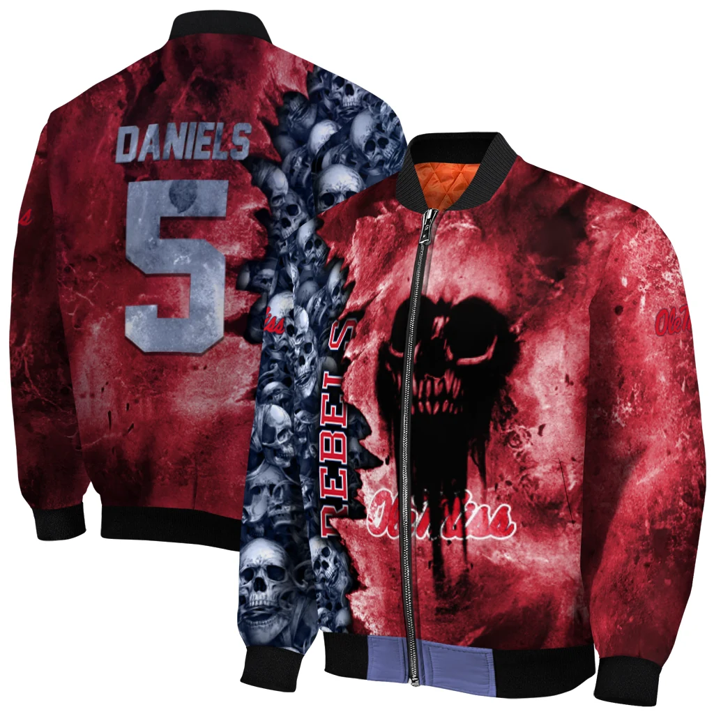 custom ole miss rebels skull cluster red bomber jacket best selling custom ole miss rebels skull cluster red bomber jacket best selling