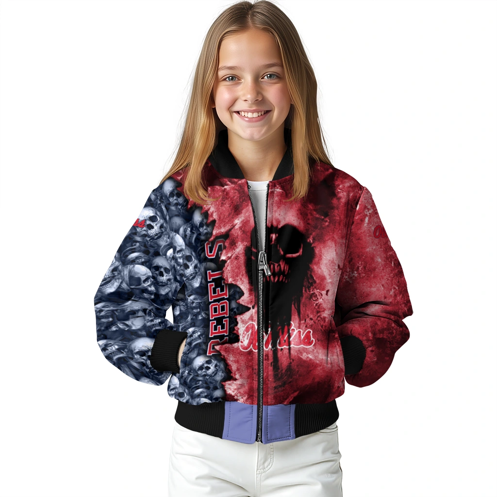 custom ole miss rebels skull cluster red bomber jacket top rated custom ole miss rebels skull cluster red bomber jacket top rated
