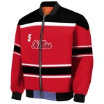 custom ole miss rebels stripe statement red black bomber jacket best selling