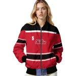 custom ole miss rebels stripe statement red black bomber jacket best selling
