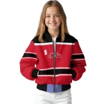custom ole miss rebels stripe statement red black bomber jacket best selling