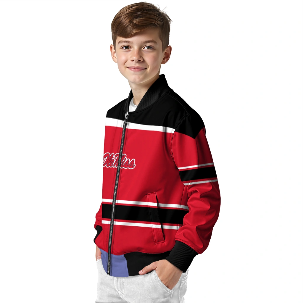 custom ole miss rebels stripe statement red black bomber jacket trendy custom ole miss rebels stripe statement red black bomber jacket trendy