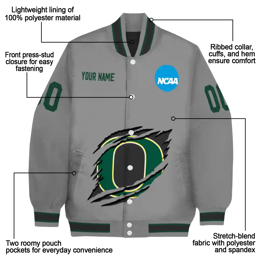 custom oregon ducks feral slash grey varsity jacket new arrival custom oregon ducks feral slash grey varsity jacket new arrival