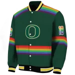 custom oregon ducks rainbow jersey number green varsity jacket best selling