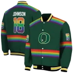 custom oregon ducks rainbow jersey number green varsity jacket best selling