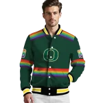 custom oregon ducks rainbow jersey number green varsity jacket best selling
