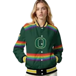 custom oregon ducks rainbow jersey number green varsity jacket best selling