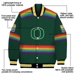 custom oregon ducks rainbow jersey number green varsity jacket best selling