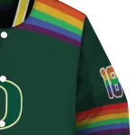 custom oregon ducks rainbow jersey number green varsity jacket best selling