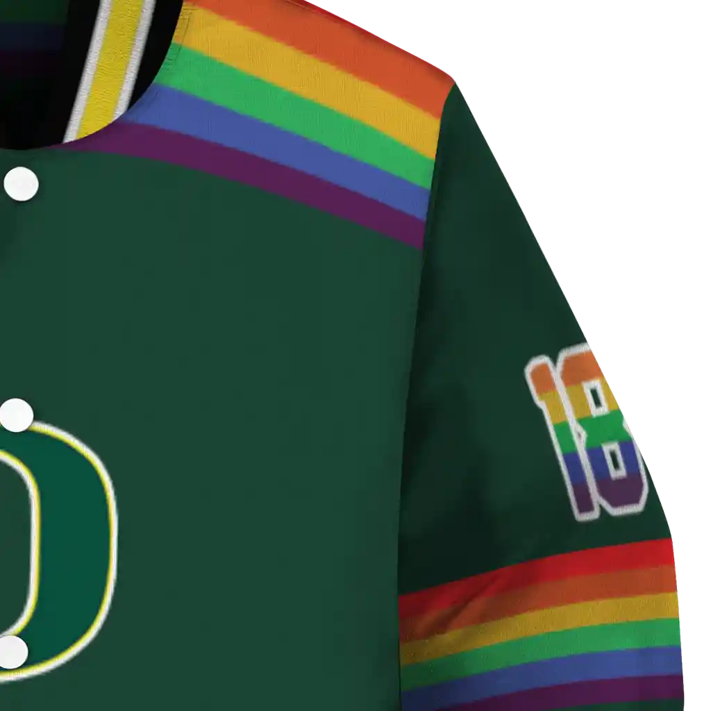 custom oregon ducks rainbow jersey number green varsity jacket premium grade custom oregon ducks rainbow jersey number green varsity jacket premium grade