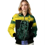 custom oregon ducks reaper hands green black bomber jacket best selling