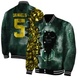 custom oregon ducks skull cluster green varsity jacket best selling
