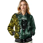 custom oregon ducks skull cluster green varsity jacket best selling